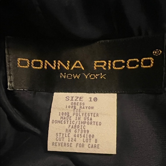 Donna Ricco Vintage Navy Blue velvet Bow Back Cocktail Dress Size 10 EUC - Picture 5 of 12